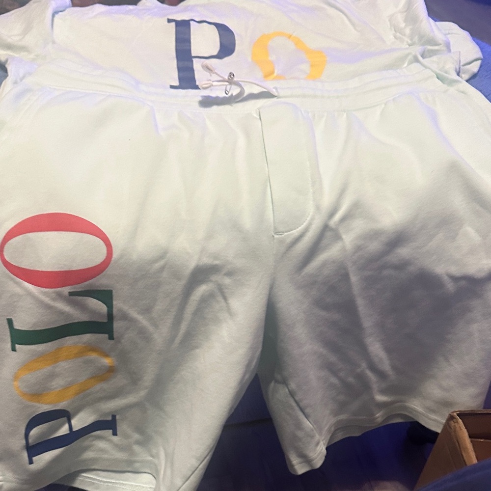 Polo by Ralph Lauren White Shorts with Multicolor Logo